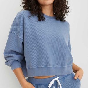 Aerie New Love Corded Cropped Sweatshirt